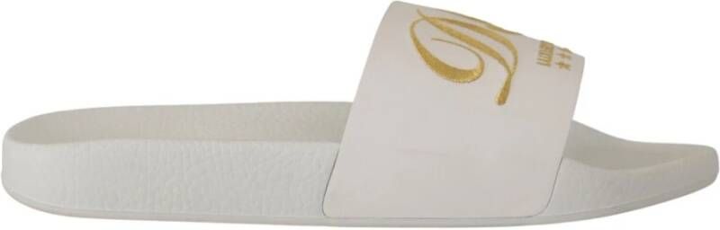 Dolce & Gabbana Elegante witte leren sandalen met gouden borduursel