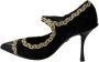 Dolce & Gabbana Elegante Zwarte Fluwelen Gouden Geborduurde Pumps Black Dames - Thumbnail 1