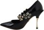 Dolce & Gabbana Zwart lederen kristallen schoenen Mary Jane pumps - Thumbnail 2