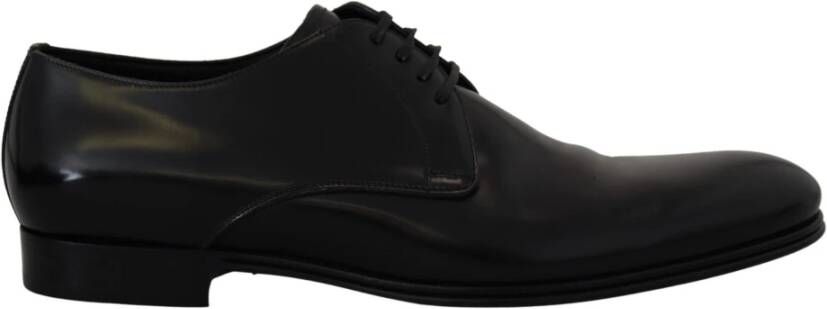 Dolce & Gabbana Zwarte Leren Formele Jurkschoenen Italiaanse Stijl Black Heren