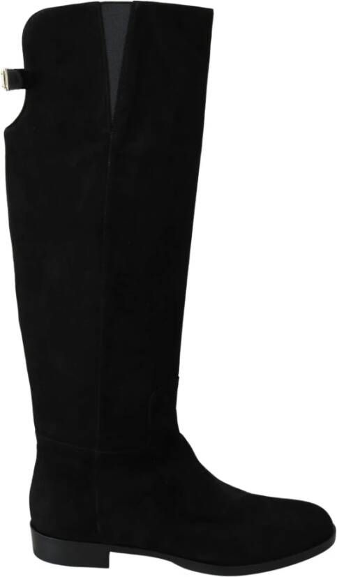 Dolce & Gabbana Zwarte Suède Kniehoge Platte Laarzen Black Dames - Foto 5