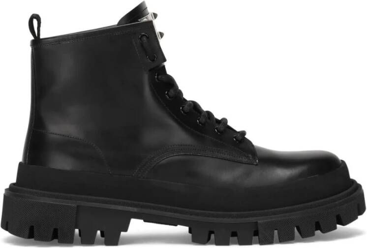 Dolce & Gabbana Zwarte enkellaarsjes met stud-detailing Black Heren