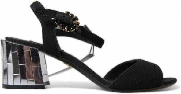 Dolce & Gabbana Enkelband sandalen met kristallen Black Dames