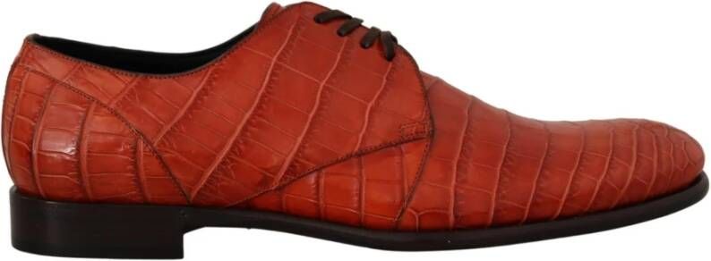 Dolce & Gabbana Oranje Exotisch Leren Laceup Derby Schoenen Orange Heren