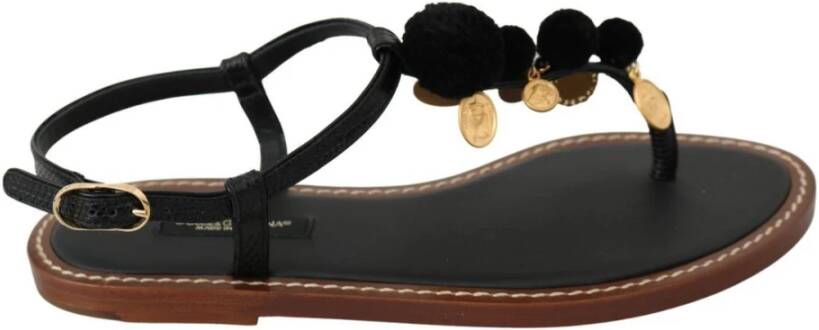 Dolce & Gabbana Flat Sandals Black Dames