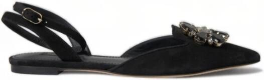 Dolce & Gabbana Zwarte leren kristallen slingback sandalen schoenen Black Dames
