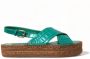 Dolce & Gabbana Groene Leren Plateau Sandalen Green Dames - Thumbnail 10