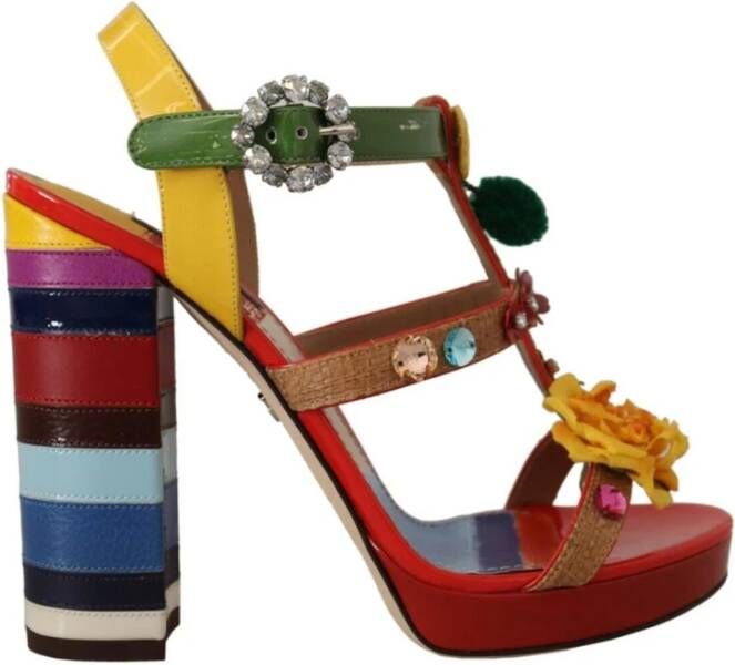Dolce & Gabbana Multicolor Crystals Ankle Strap Heels Sandals Shoes Meerkleurig Dames