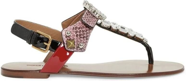 Dolce & Gabbana Leren sandalen met kristalversiering Multicolor Dames