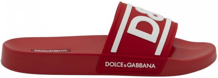 Dolce & Gabbana Rubber slides with logo Rood Heren