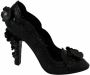 Dolce & Gabbana Floral Crystal Assepoester hakken schoenen Zwart Dames - Thumbnail 1