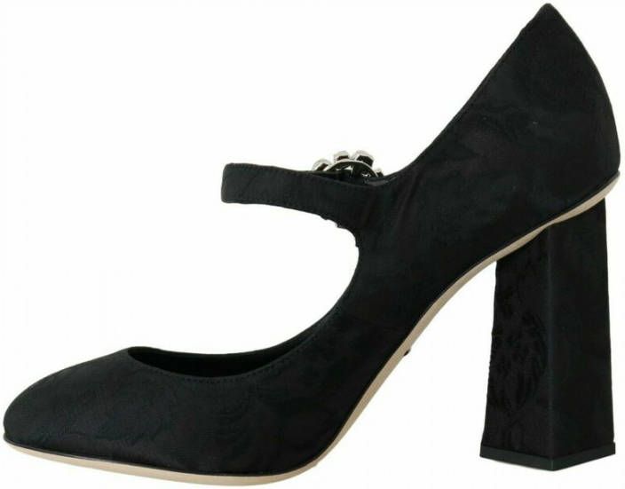 Dolce & Gabbana Zwarte Brokaat Hoge Hakken Mary Janes Schoenen Black Dames