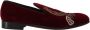 Dolce & Gabbana Prachtige Velvet Loafers met Pistool Hoefijzer Borduursel Red Heren - Thumbnail 6
