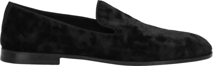 Dolce & Gabbana Fluwelen Loafers Zwart Made in Italy Black Heren