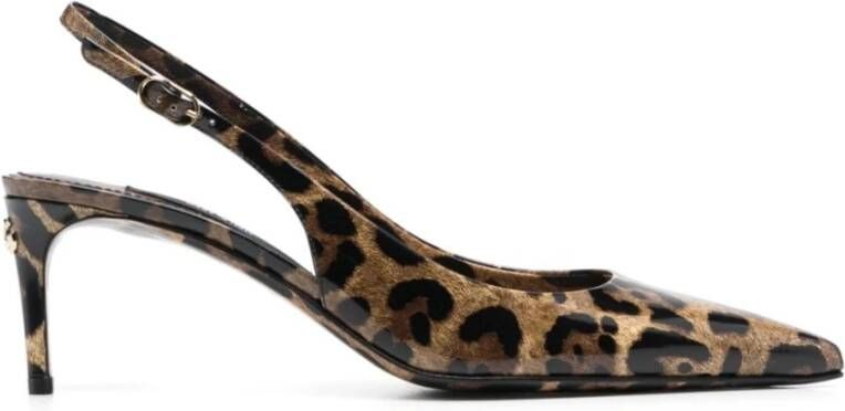 Dolce & Gabbana Animalier bruin kalfsleren slingback pumps Brown Dames