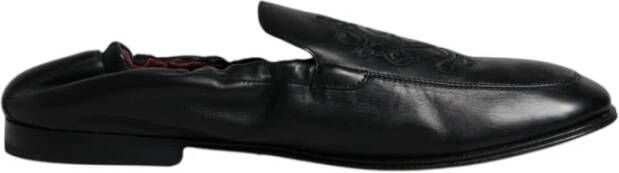 Dolce & Gabbana Geborduurde Leren Loafers Slip-On