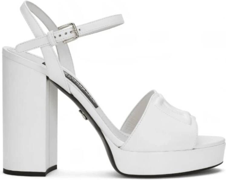 Dolce & Gabbana Geborduurde platform sandalen Wit Dames