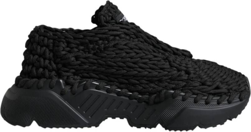 Dolce & Gabbana Zwarte Gebreide Lage Sneakers