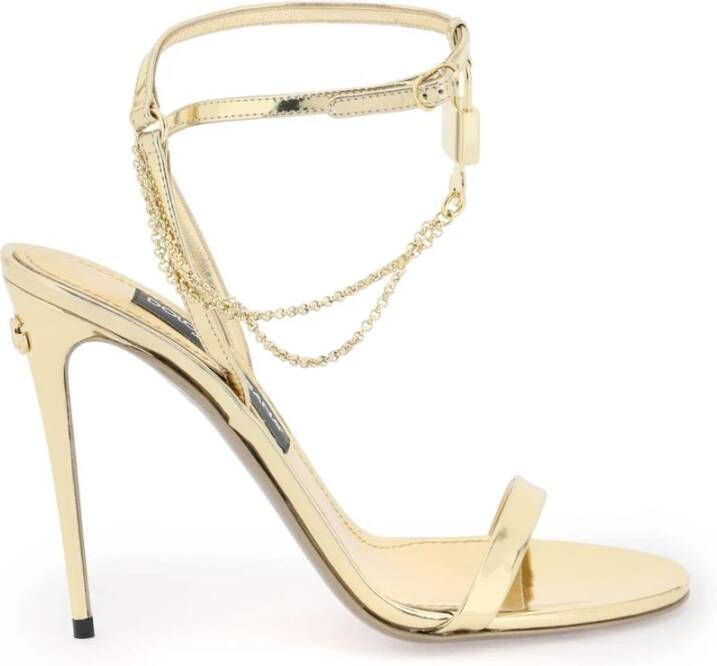 Dolce & Gabbana Gelamineerde leren sandalen met charme Yellow Dames