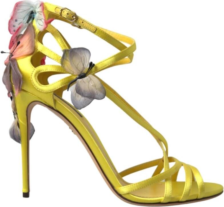 Dolce & Gabbana Gele Butterfly Applique Sandalen Yellow Dames