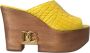 Dolce & Gabbana Gele Leren Houten Sleehak Slippers Yellow Dames - Thumbnail 9
