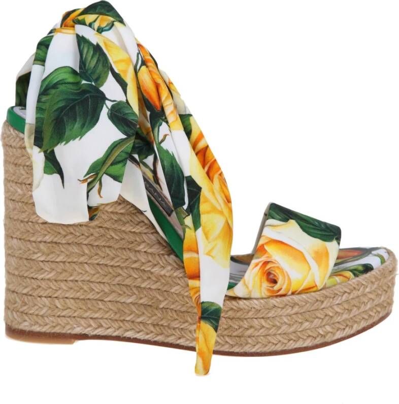 Dolce & Gabbana Gele Rozen Sleehak Sandalen Yellow Dames