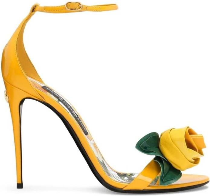 Dolce & Gabbana Gele Schoenen met Bloemenapplicatie en Hoge Hak Yellow Dames