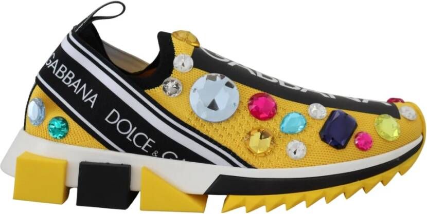 Dolce & Gabbana Gele Sorrento Kristallen Sneakers Schoenen Yellow Dames