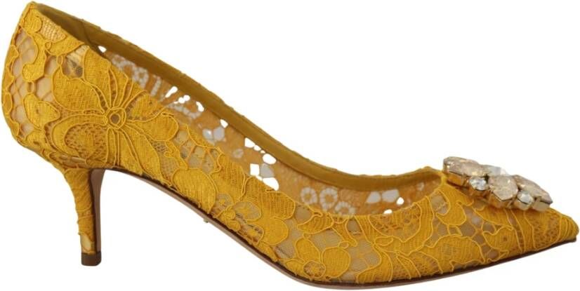 Dolce & Gabbana Gele Taormina Kant Kristal Hakken Pumps Schoenen Yellow Dames
