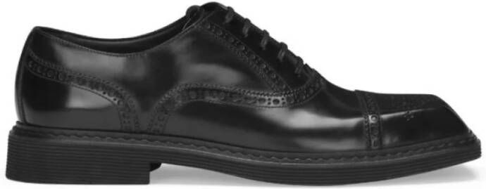 Dolce & Gabbana Geperforeerde Derby Schoenen met Vierkante Neus Black Heren