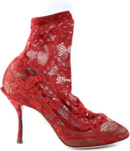 Dolce & Gabbana Gesnoerde sokken met hak voor dames 10 cm hak Rood Dames