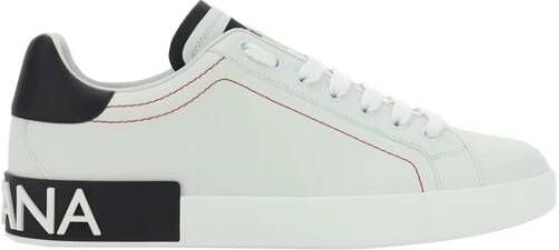 Dolce & Gabbana Leren lage sneakers met contrasterende inzetstukken White Heren
