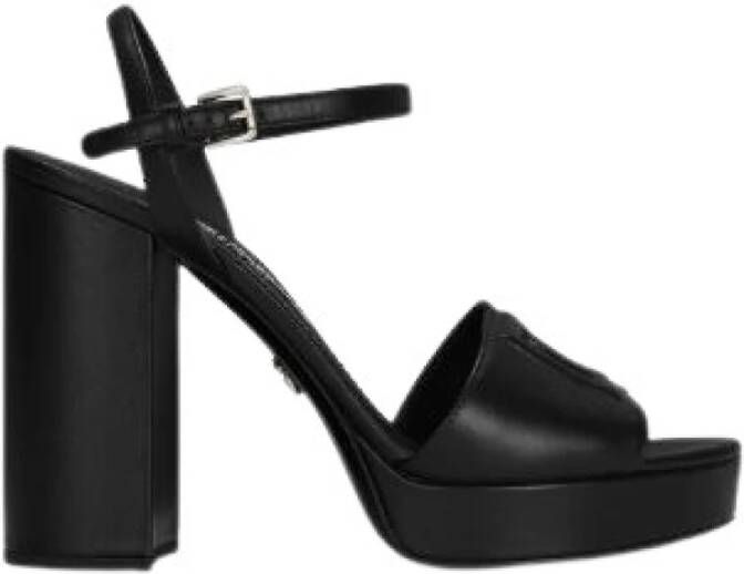 Dolce & Gabbana Plateau Sandalen met Verstelbare Enkelband Black Dames