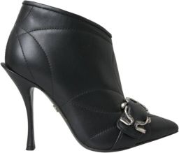 Dolce & Gabbana Velvet Enkellaarzen met Vintage Gesp Black Dames