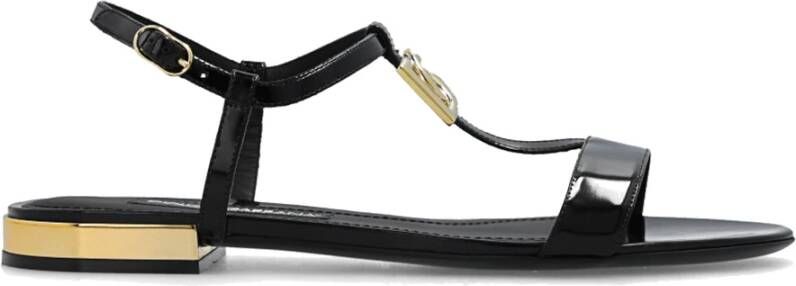 Dolce & Gabbana Glanzende Leren Sandalen Black Dames