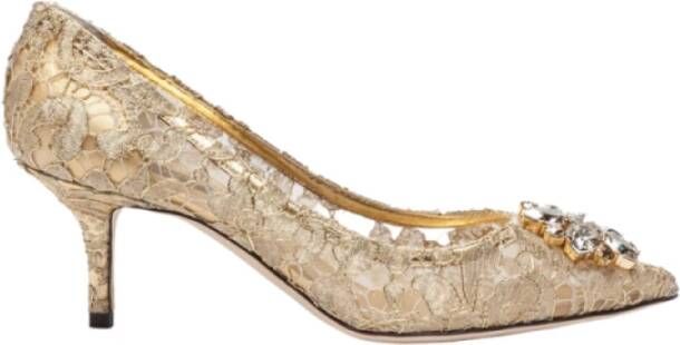 Dolce & Gabbana Gouden Bellucci Kant Lurex Pumps met Kristallen Yellow Dames