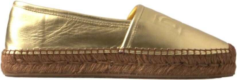 Dolce & Gabbana Gouden Elegante Leren Espadrilles Beige Dames