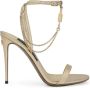 Dolce & Gabbana Gouden Gelamineerde Leren Sandalen met Ketting en Slot Beige Dames - Thumbnail 1