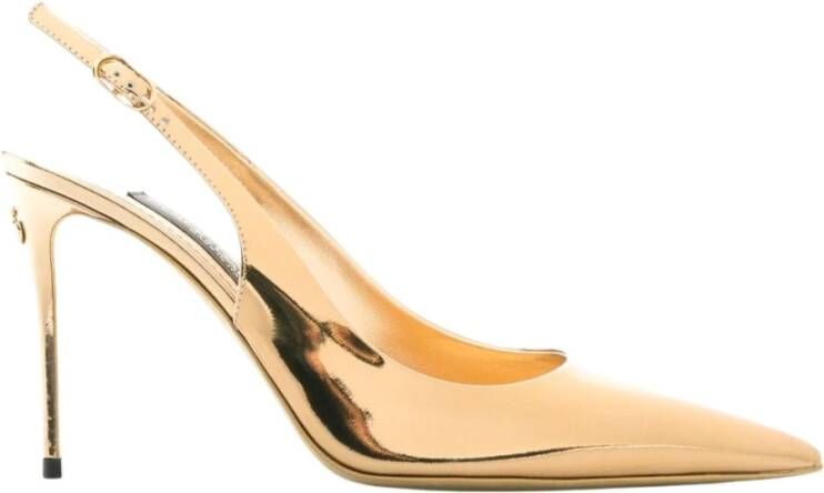 Dolce & Gabbana Gouden Metalen Monogram Leren Pumps Yellow Dames