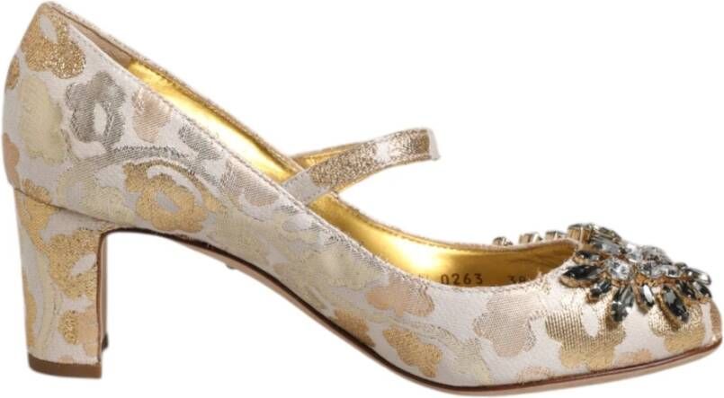 Dolce & Gabbana Gouden Jacquard Kristal Mary Janes Pumps