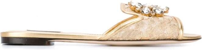 Dolce & Gabbana Gouden Kristal Kant Sandalen