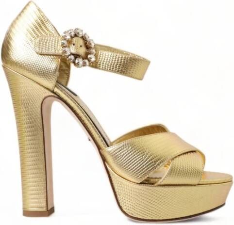 Dolce & Gabbana Gouden Kristal Platform Sandalen Yellow Dames