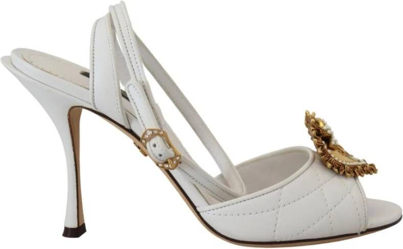 Dolce & Gabbana Witte Devotion Versierde Sandalen White Dames