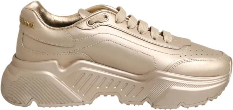 Dolce & Gabbana Gouden Leren Daymaster Dames Sneaker Schoenen