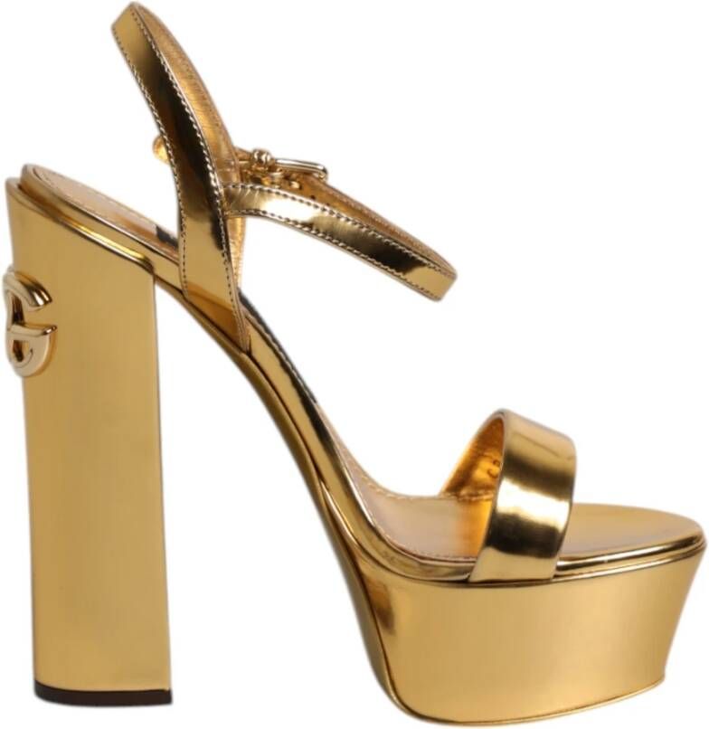Dolce & Gabbana Gouden Leren Plateau Sandalen