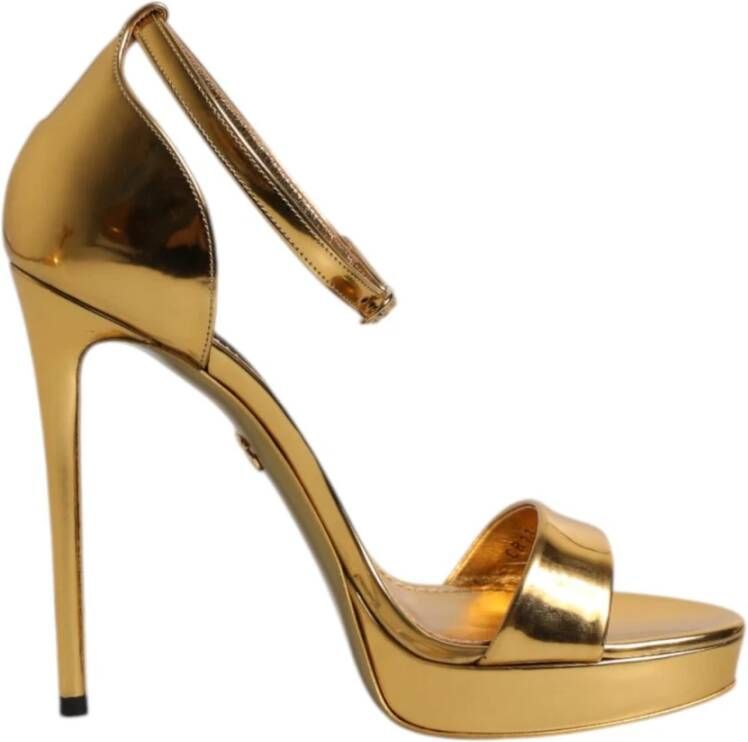 Dolce & Gabbana Gouden Leren Platform Keira Sandalen