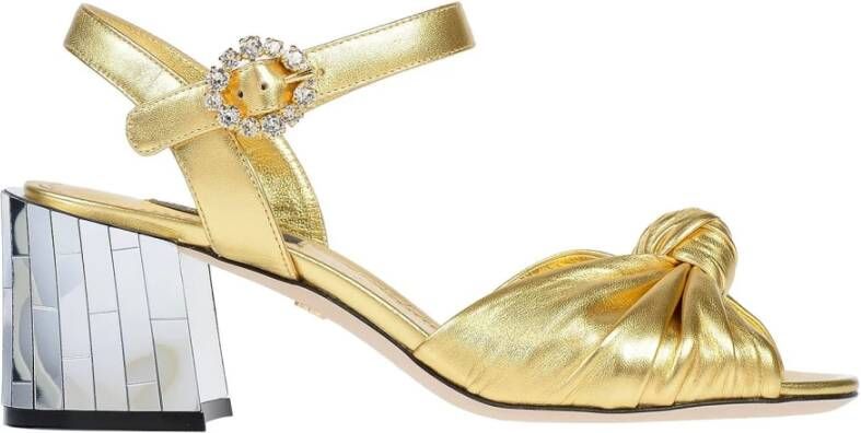 Dolce & Gabbana Gouden Leren Sandalen Keira Collectie Yellow Dames