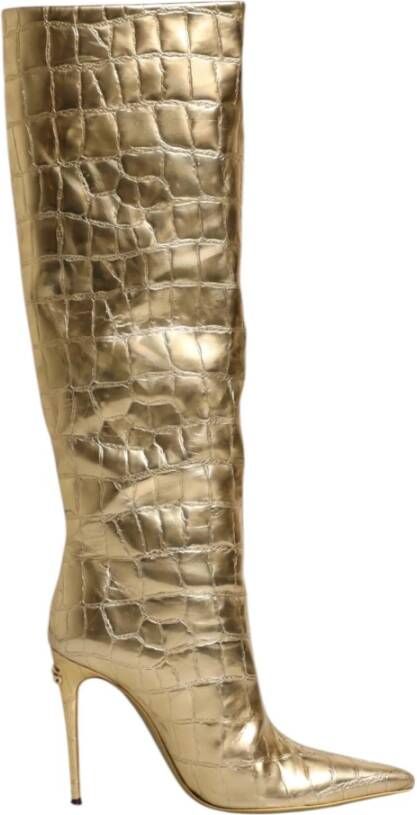 Dolce & Gabbana Gouden leren stiletto laarzen