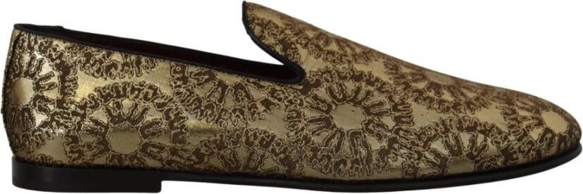 Dolce & Gabbana Gouden Jacquard Flats Heren Instappers Schoenen Yellow Heren