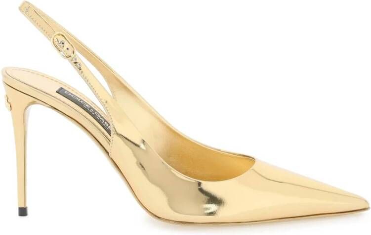 Dolce & Gabbana Gouden Metalen Monogram Leren Pumps Yellow Dames